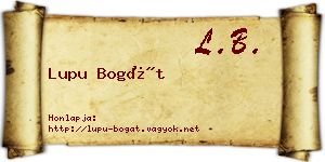 Lupu Bogát névjegykártya